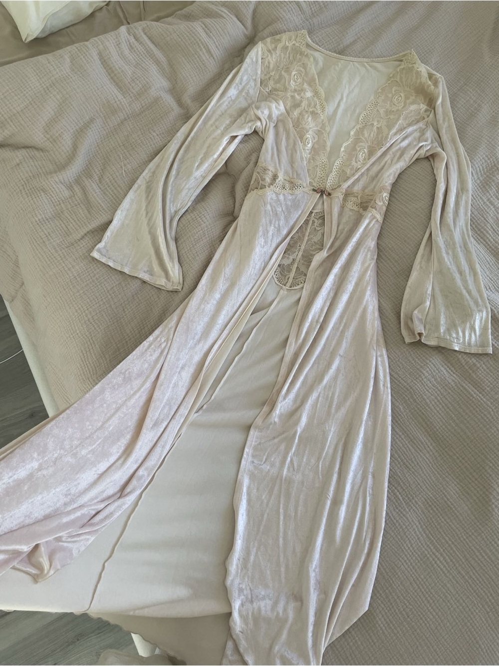 Rare Claire Pettibone Vintage Velvet Velour Lace Bridal Robe Duster Coat